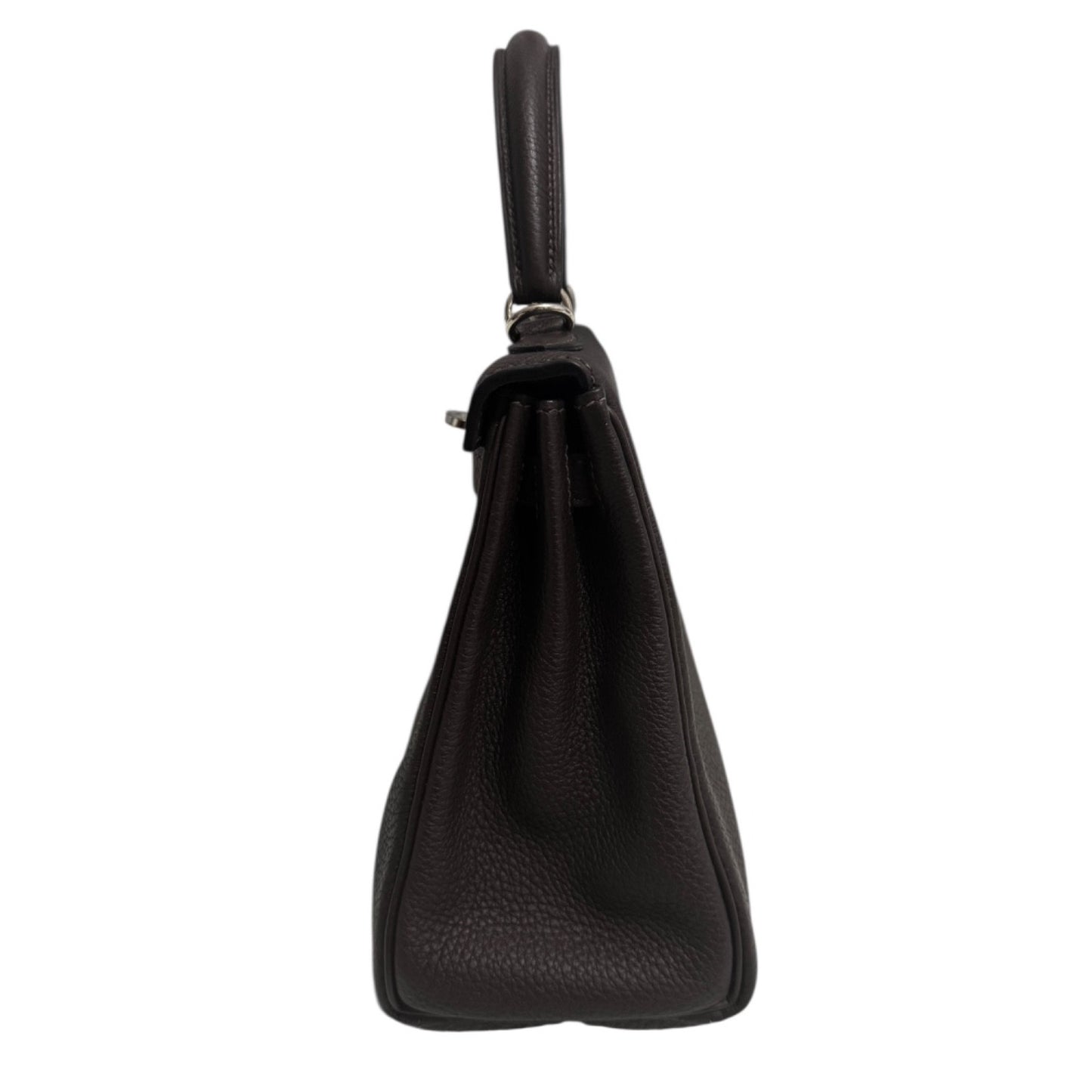 Hermes Kelly 25 Ebene Brown Togo Leather Palladium Hardware