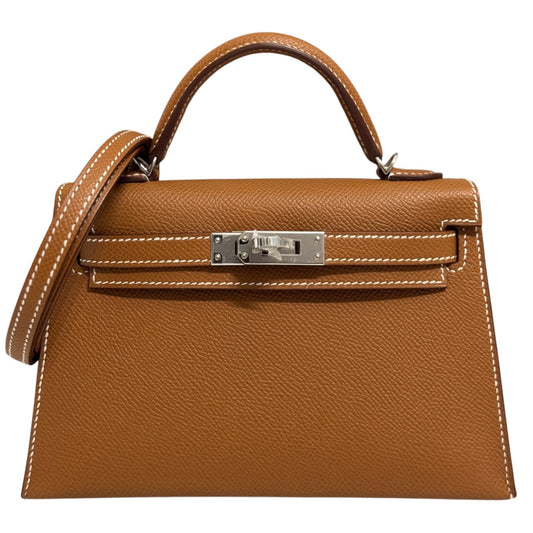 Hermes Kelly Mini 20 Gold Tan Epsom Leather Palladium Hardware NEW