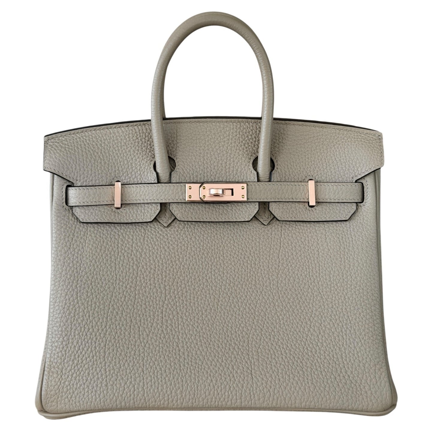 Hermes Birkin 25 Gris Tourterelle Gray Togo Leather Rose Gold Hardware