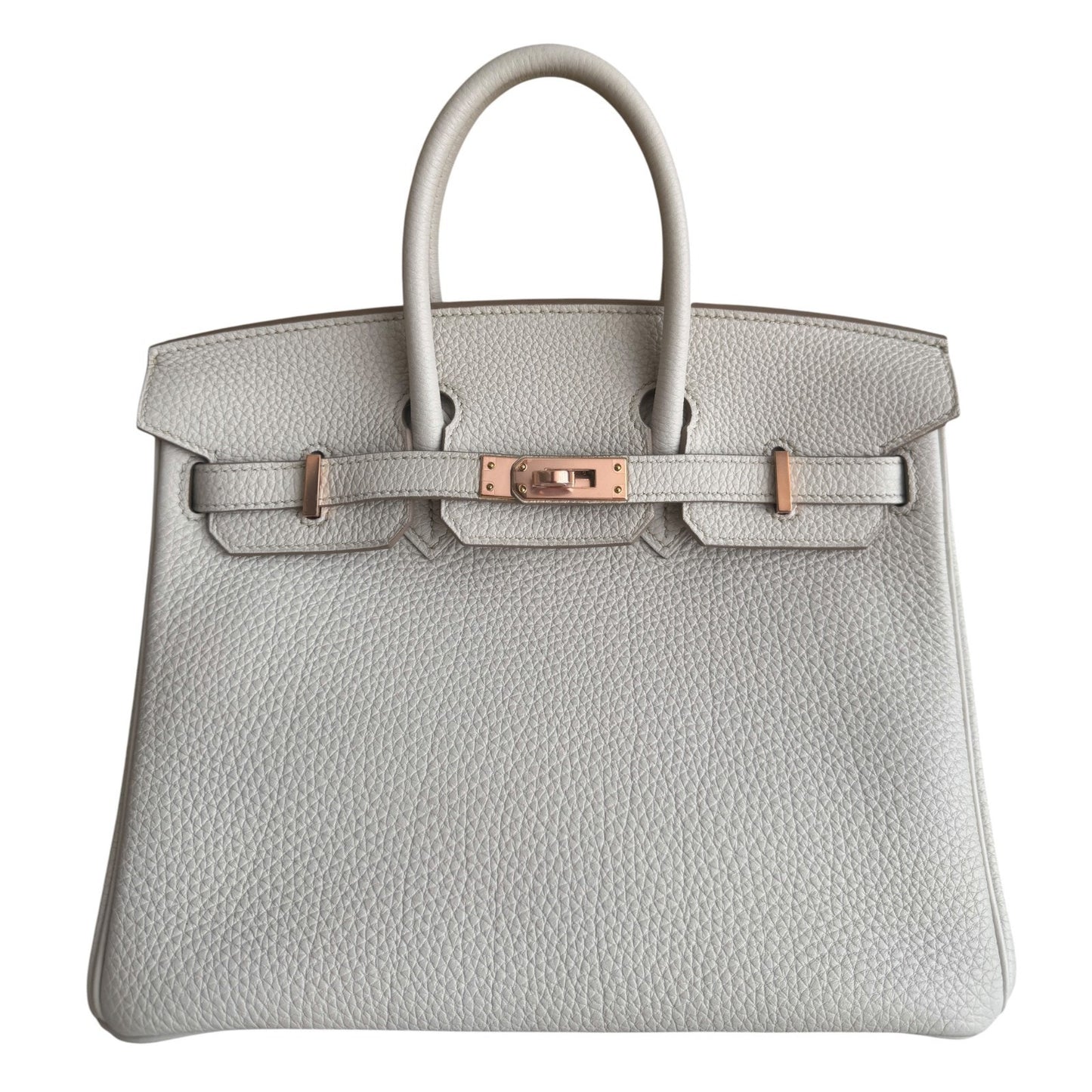 Hermes Birkin 25 Beton Beige Cream Togo Leather Rose Gold Hardware