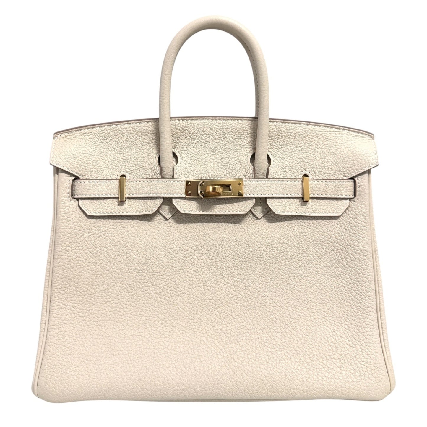 Hermes Birkin 25 Craie White Beige Togo Leather Gold Hardware Handbag