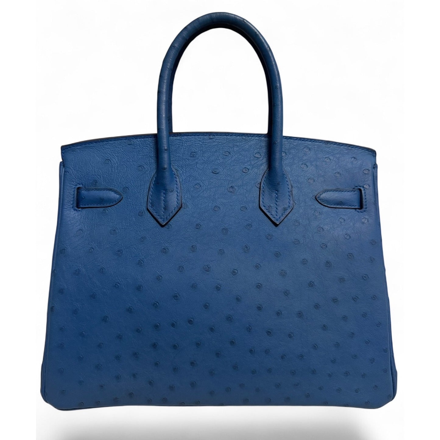 Hermes Birkin 30 Ostrich Blue Mykonos Leather Palladium Hardware RARE
