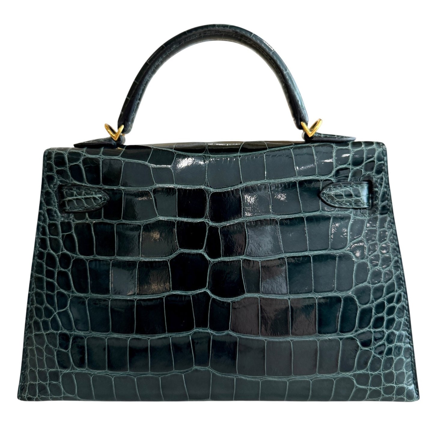 Hermes Kelly Mini 20 Shinny Alligator Leather Vert Cypress Green Gold Hardware