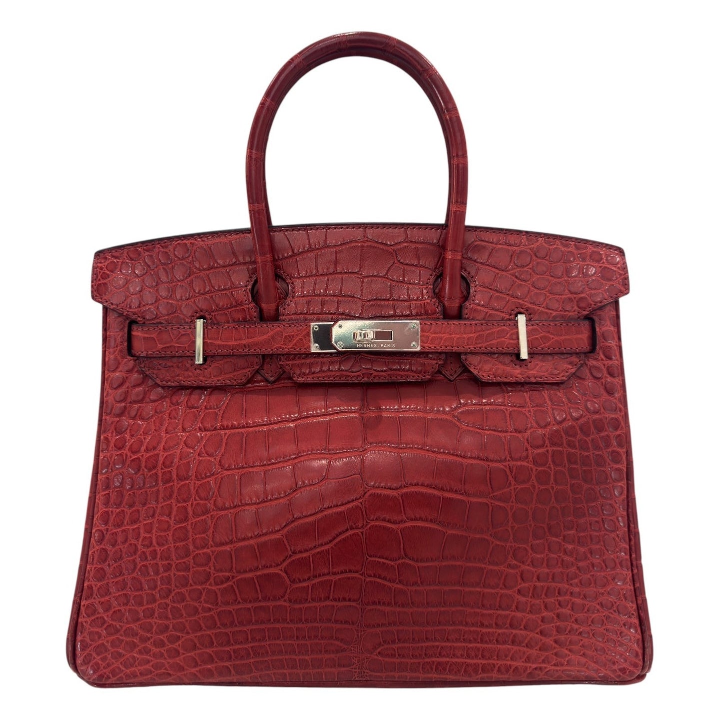 Hermes Birkin 30 Rouge H Red Matte Alligator Leather Palladium Hardware