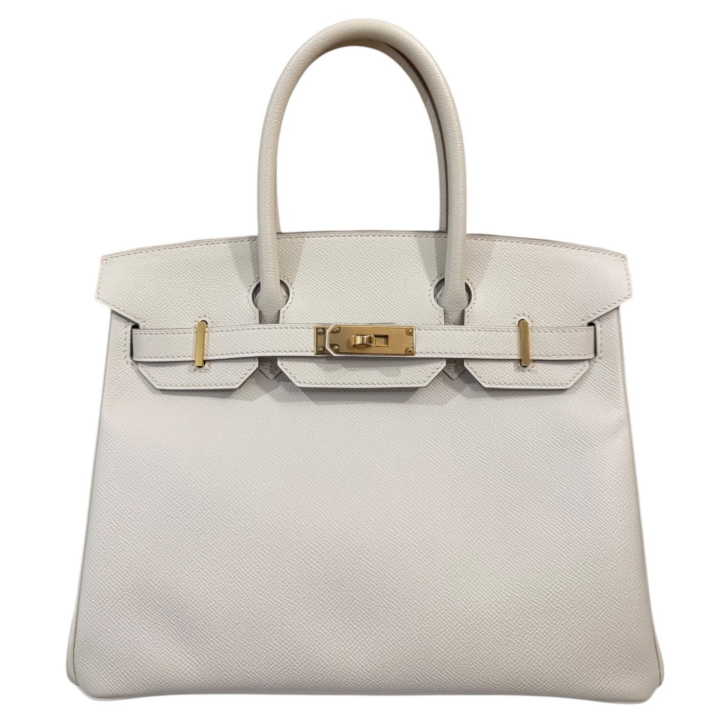 Hermes Birkin 30 Craie White Epsom Leather Gold Hardware Handbag