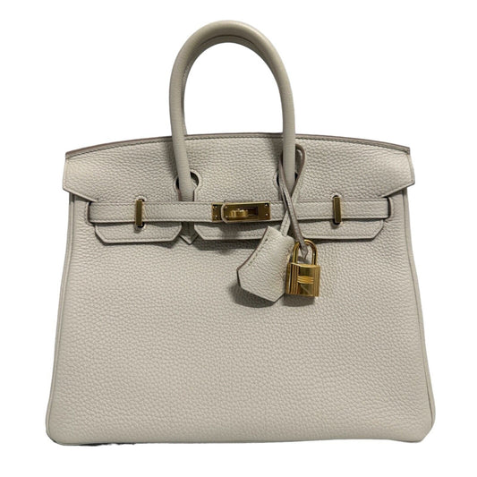 Hermes Birkin 25 Beton Beige Gray Togo Leather Gold Hardware Handbag