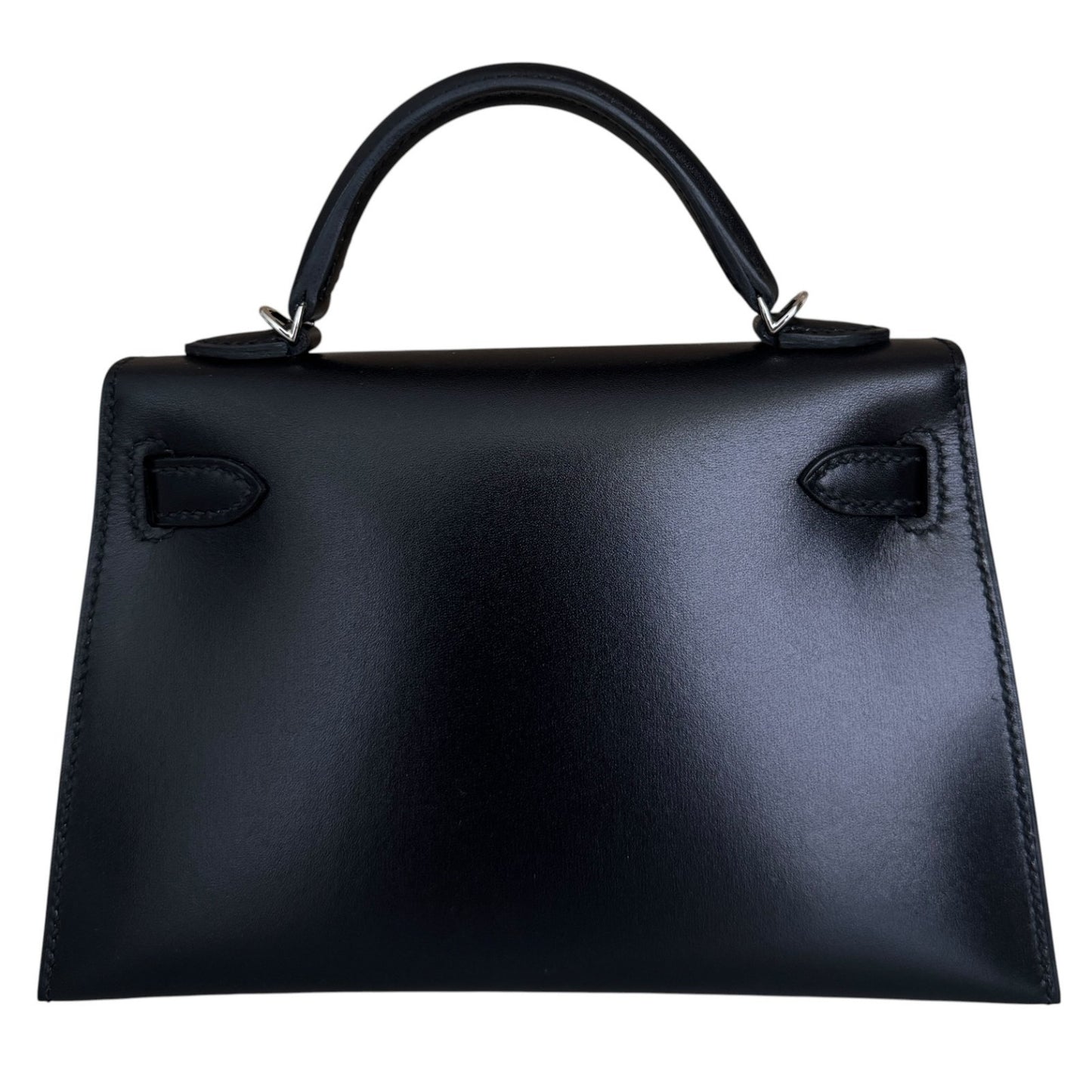 Hermes Kelly Mini 20 Black Noir Box Leather Palladium Hardware RARE