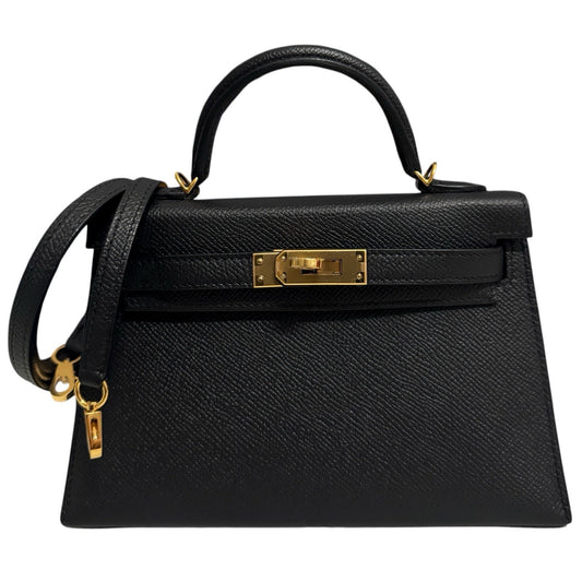 Hermes Kelly Mini 20 Black Noir Epsom Leather Gold Hardware