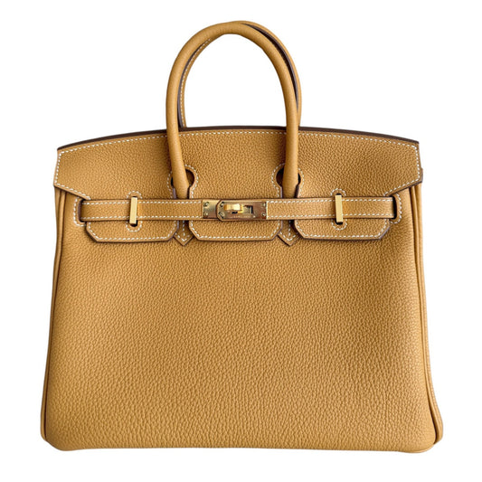 Hermes Birkin 25 Naturel Natural Sable Tan Togo Leather Gold Hardware 2025