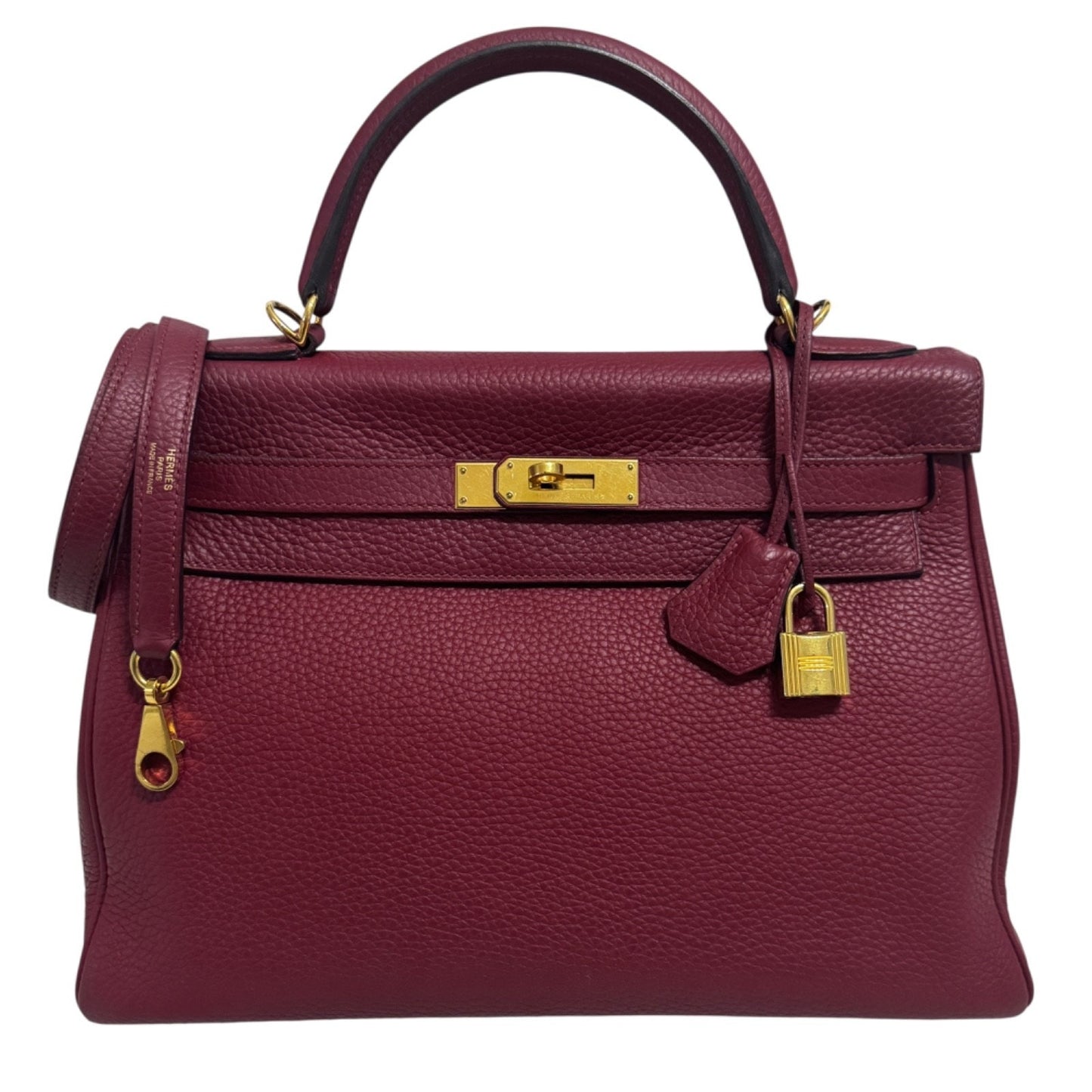 Hermes Kelly 32 Rouge Grenat Red Leather Gold Hardware