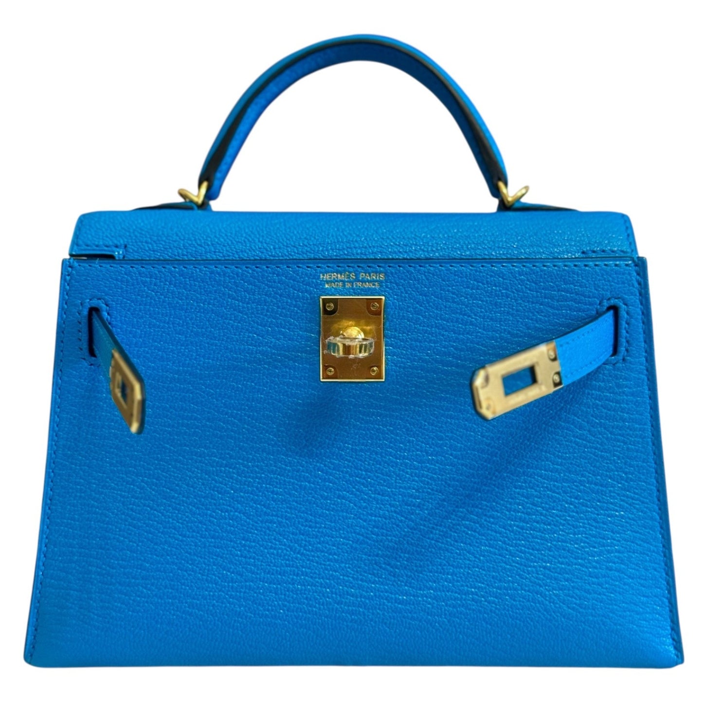 Hermes Kelly Mini 20 Blue Frida Chèvre Leather Palladium Hardware RARE