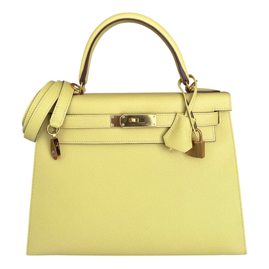 Hermes Kelly 28 Sellier Jaune Poussin Yellow Epsom Leather Gold Hardware