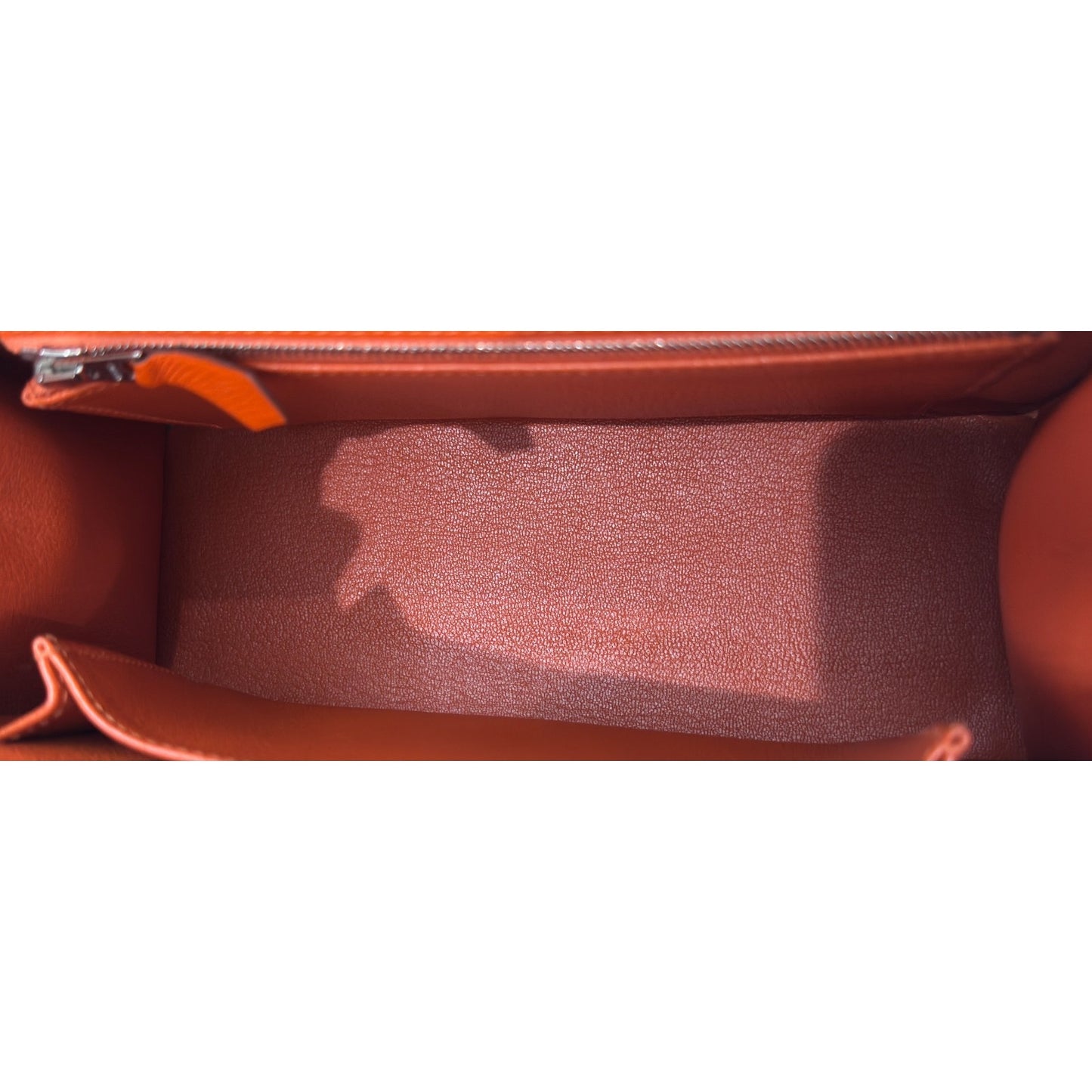 Hermes Kelly 25 Sellier Feu Orange Epsom Leather Palladium Hardware RARE