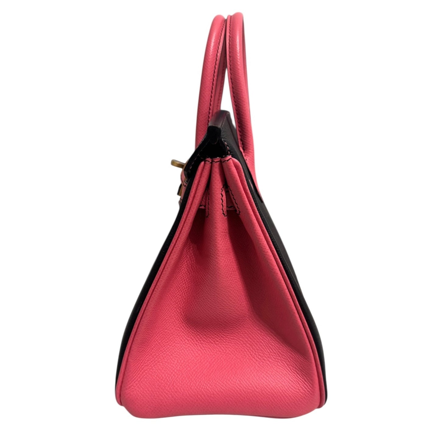 Hermes Birkin 25 Special Order Black & Rose Azalee Epsom Leather Brushed Gold