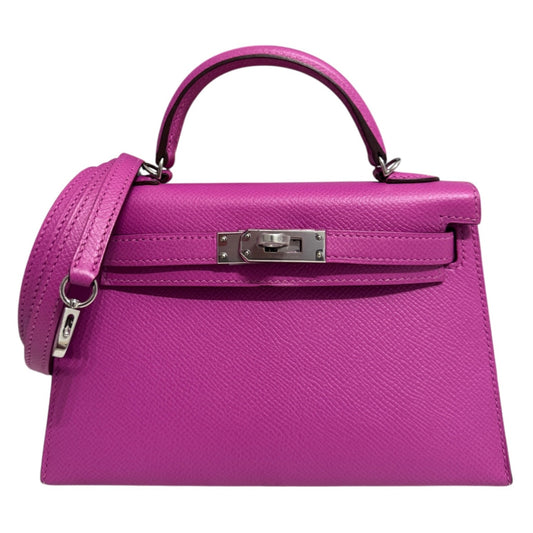Hermes Kelly Mini 20 Magnolia Pink Purple Epsom Palladium Hardware