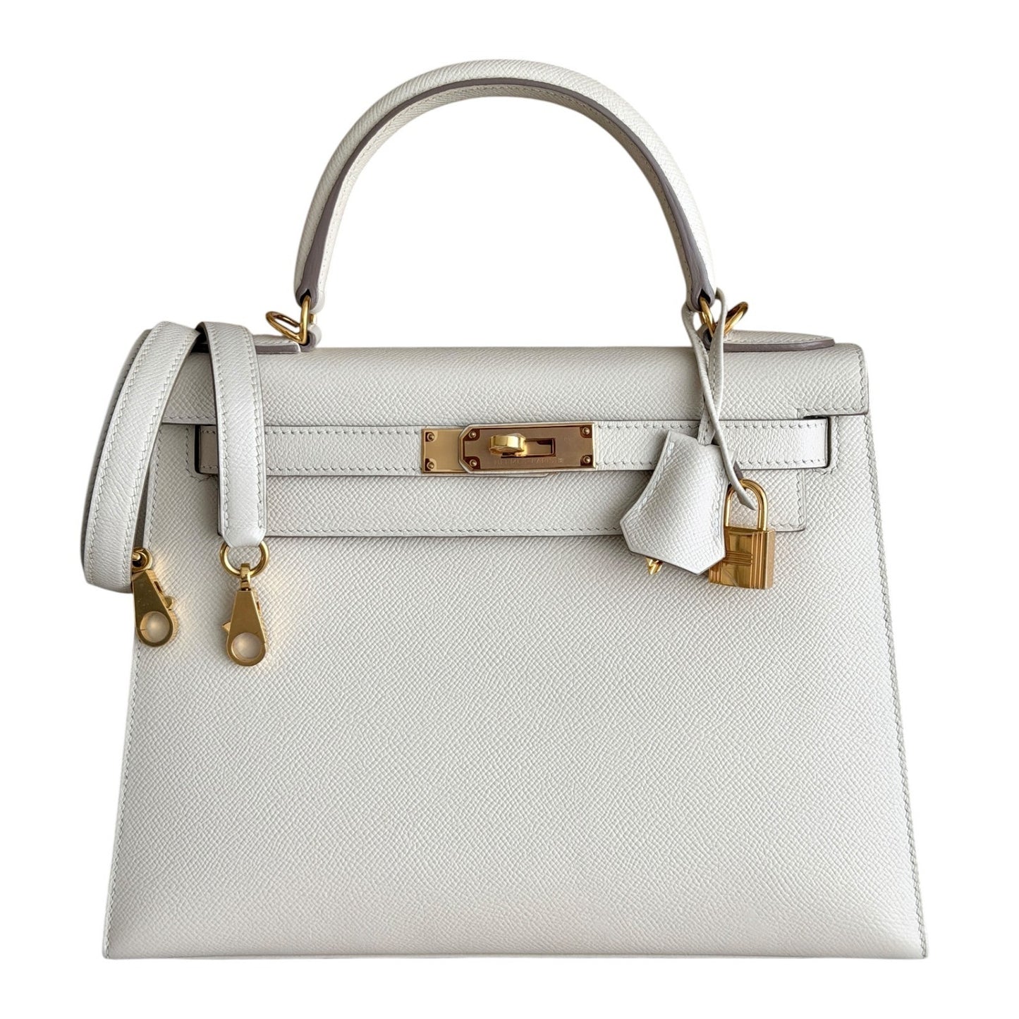 Hermes Kelly 28 Sellier Craie Cream White Epsom Leather Gold Hardware