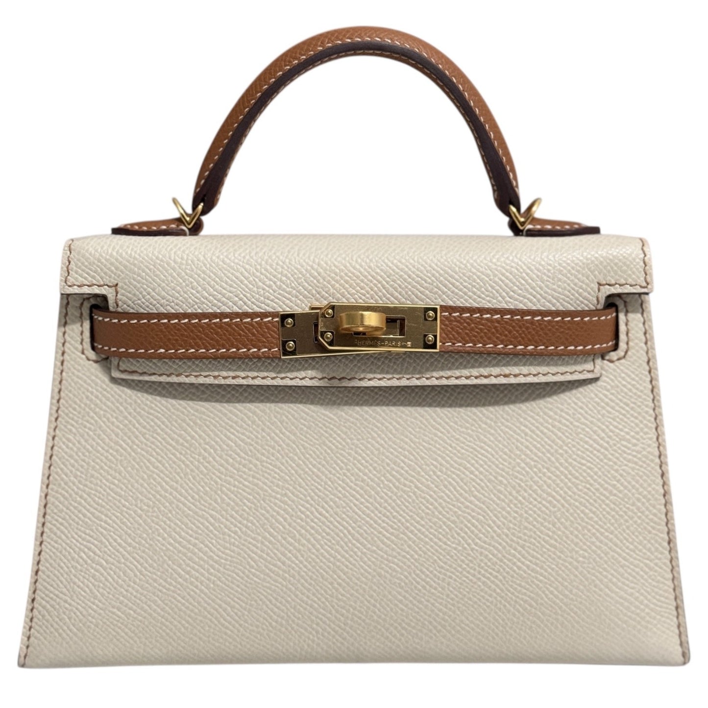 Hermes Kelly Mini 20 Special Order Craie & Gold Tan Epsom Leather Gold Hardware