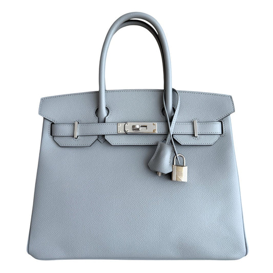 Hermes Birkin 30 Blue Glacier Gray Epsom Leather Palladium Hardware RARE