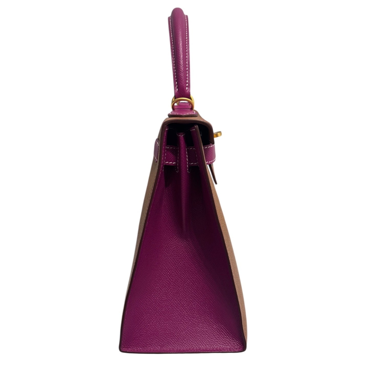 Hermes Kelly 28 Sellier Special Order Gold Tan Rose Pourpre Pink Brushed Gold