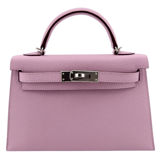 Hermes Kelly Mini 20 Mauve Sylvester Pink Epsom Leather Palladium Hardware RARE