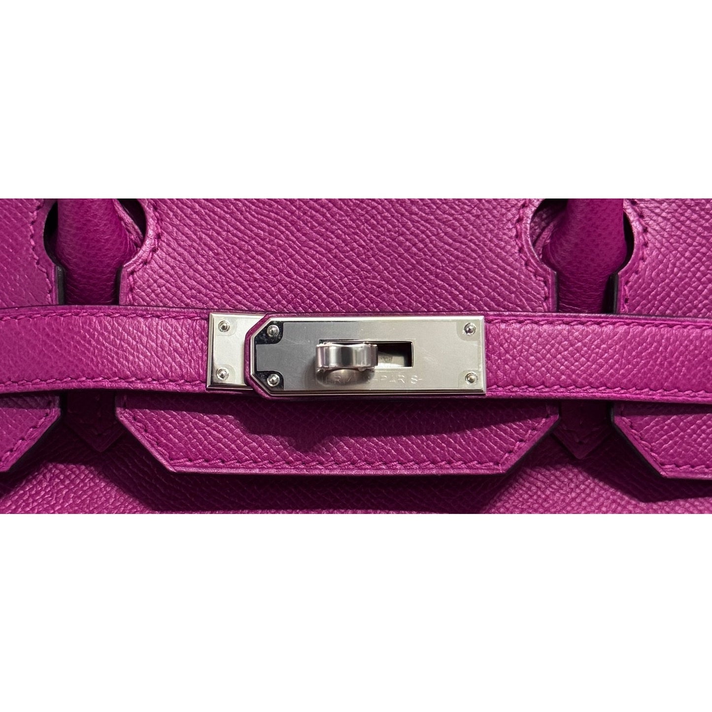 Hermes Birkin 30 Rose Pourpre Pink Purple Epsom Leather Palladium Hardware RARE