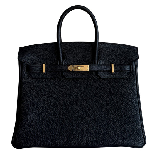 Hermes Birkin 25 Black Noir Togo Leather Gold Hardware RARE