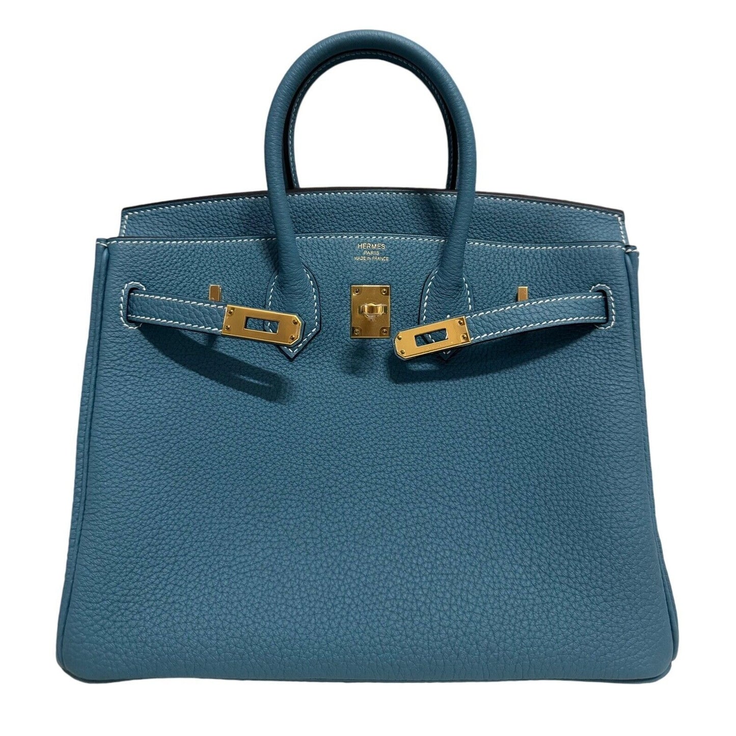 Hermes Birkin 25 Blue Jean Togo Leather Gold Hardware Handbag 2024