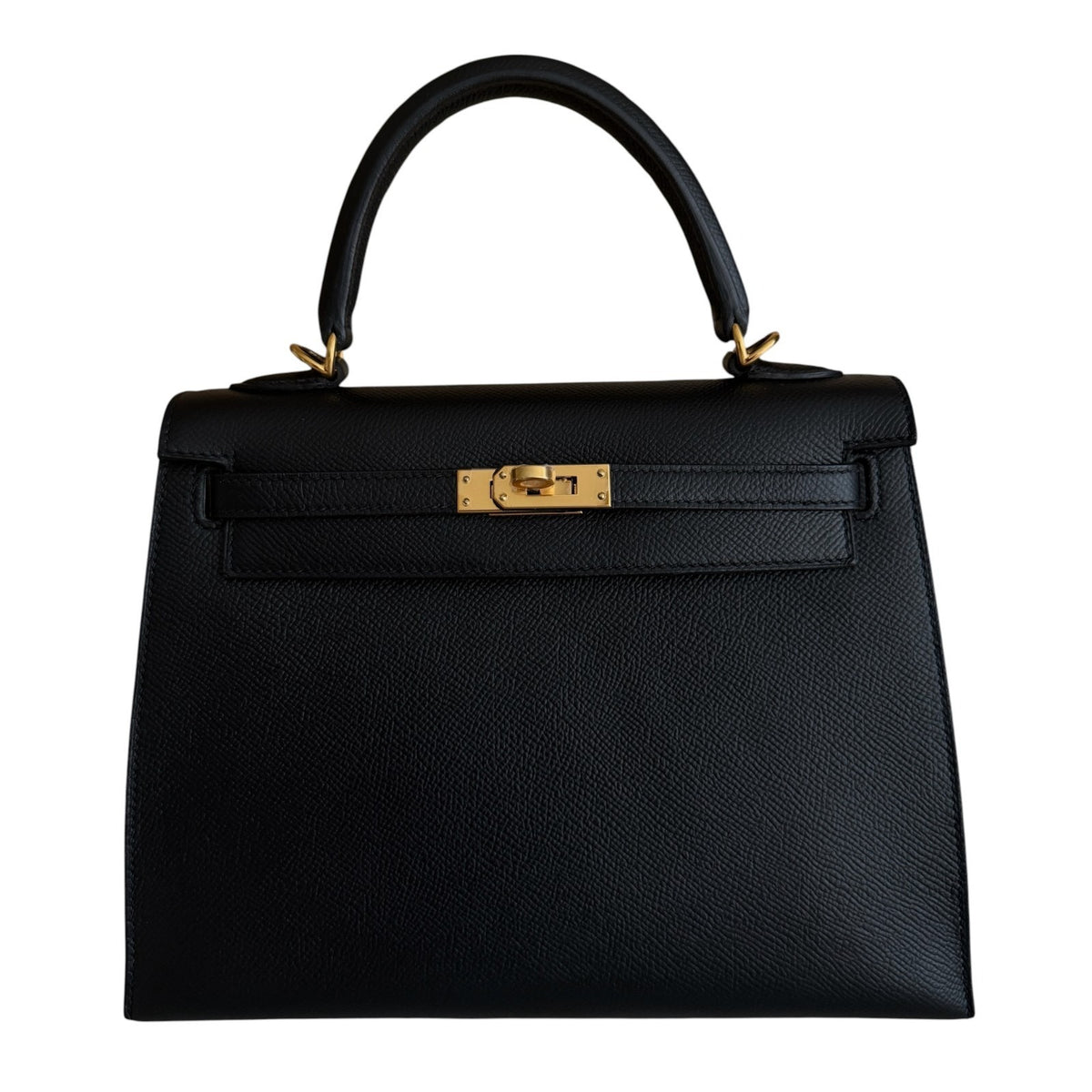 Hermes Kelly 25 Sellier Black Noir Epsom Leather Gold Hardware RARE