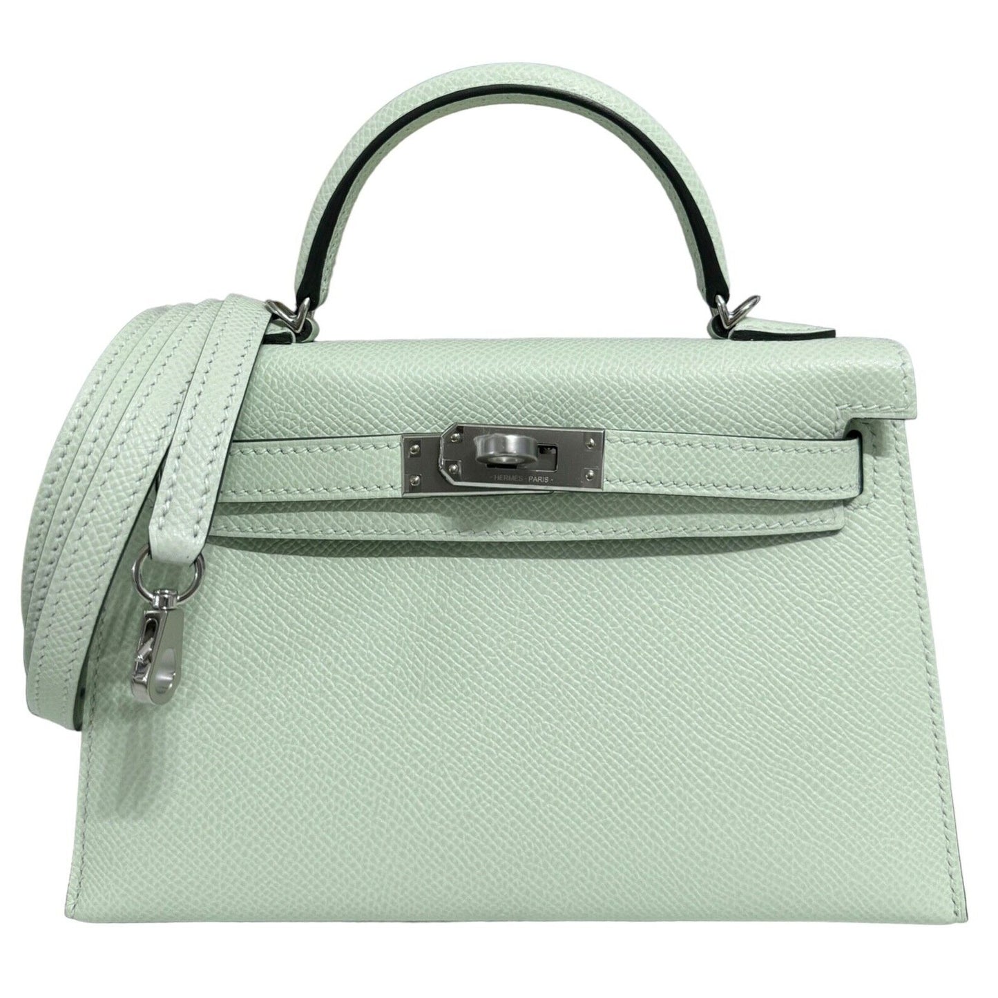 Hermes Kelly Mini 20 Vert Fizz Green Epsom Leather Palladium Hardware RARE