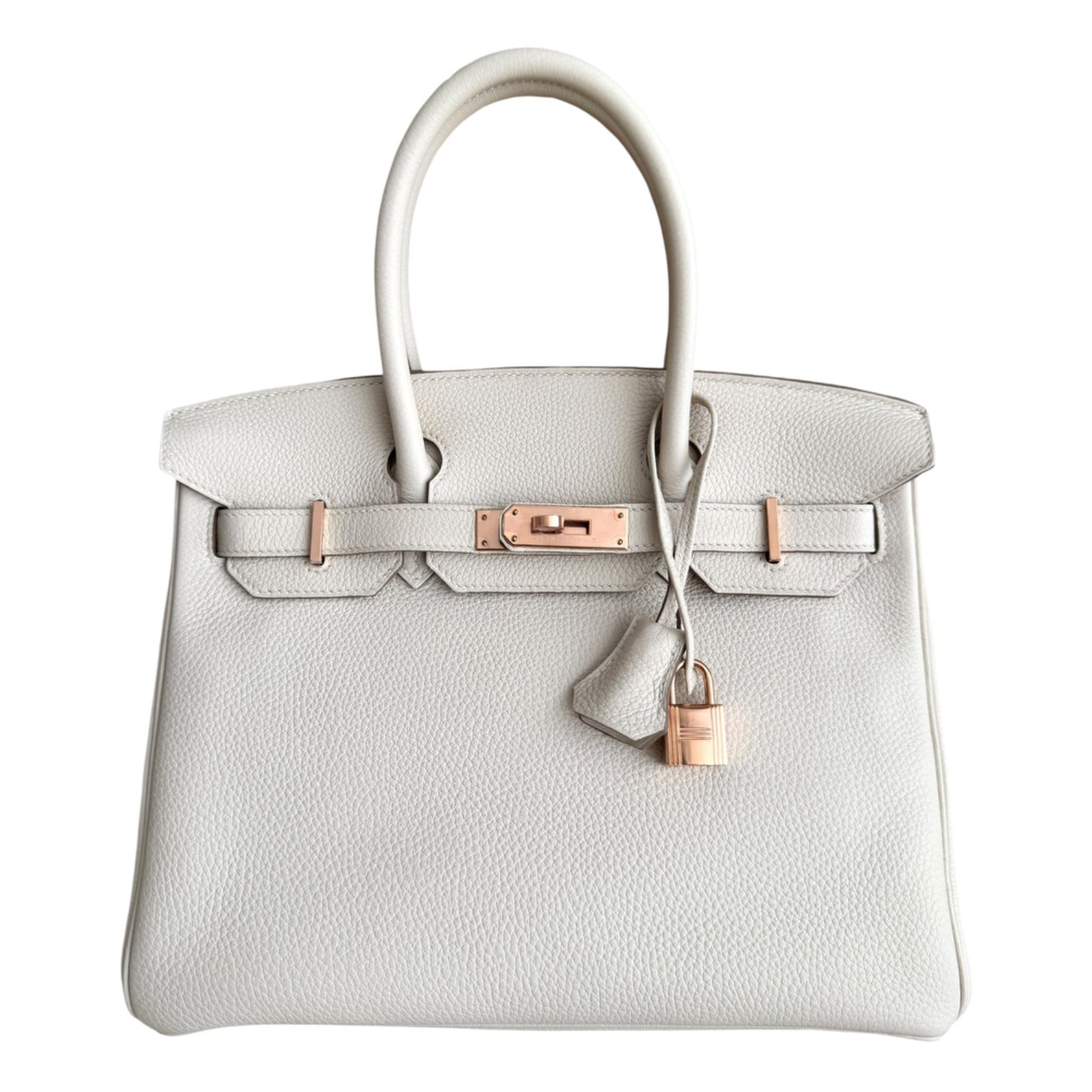 Hermes Birkin 30 Craie White Togo Leather Rose Gold Hardware Handbag