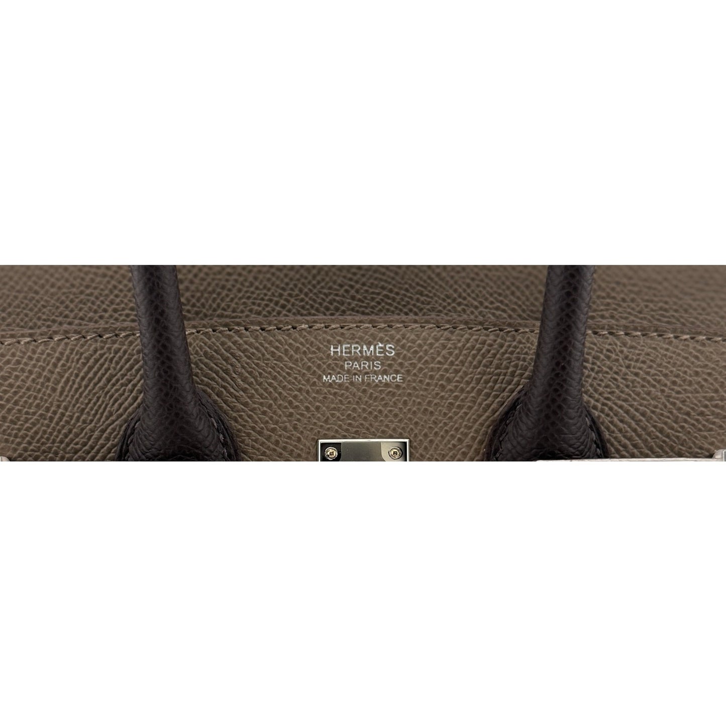 Hermes Birkin 25 Tri Color Etoupe Gris Pale Ebene Epsom Leather Palladium HWR