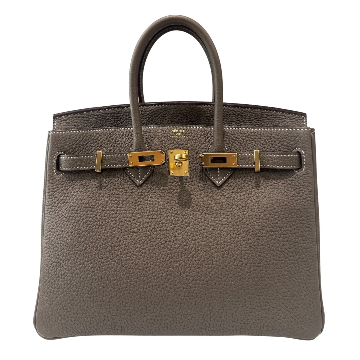 Hermes Birkin 25 Etoupe Gray Togo Leather Gold Hardware Handbag