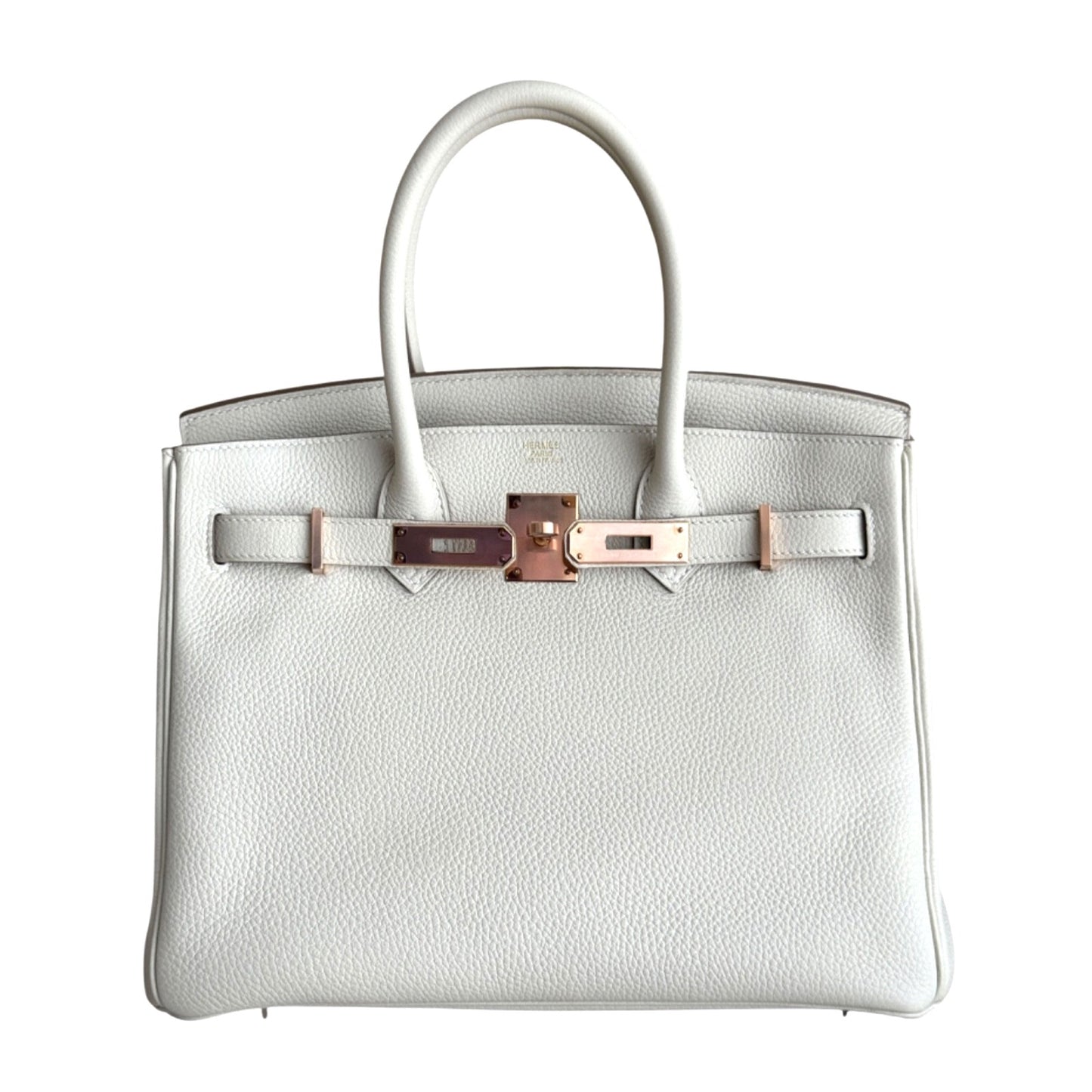 Hermes Birkin 30 Craie White Togo Leather Rose Gold Hardware Handbag