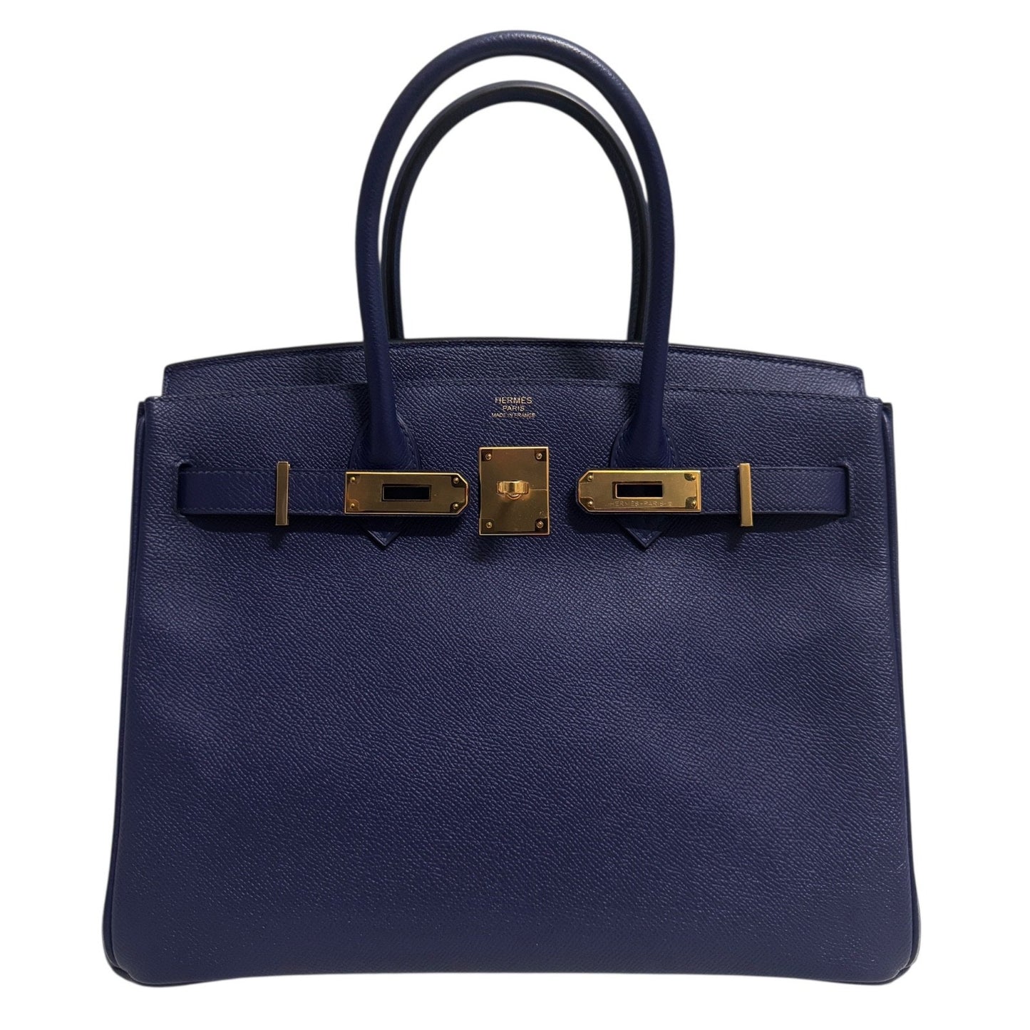 Hermes Birkin 30 Bleu Encre Blue Epsom Leather Gold Hardware Handbag