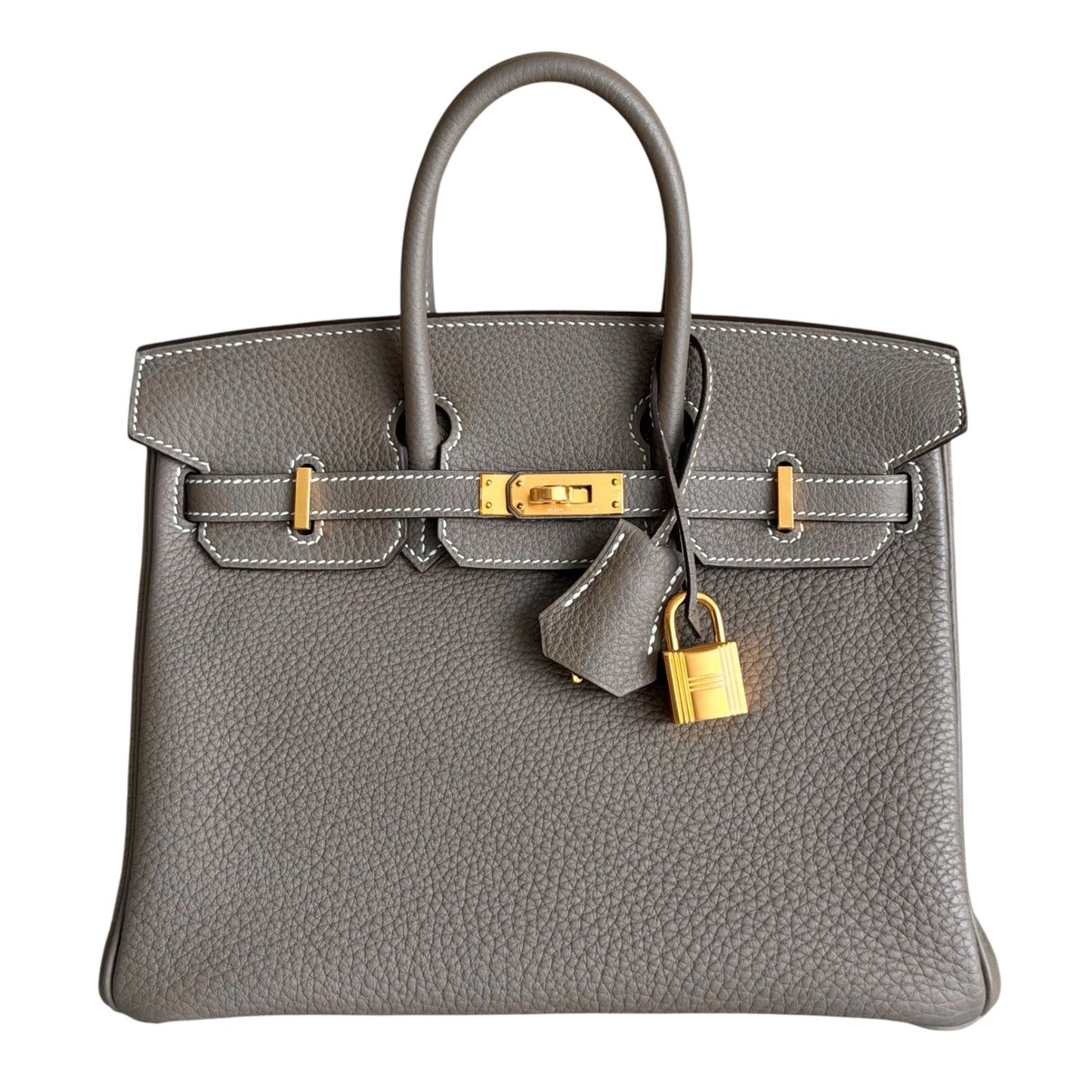 Hermes Birkin 25 Etoupe Gray Togo Leather Gold Hardware Handbag