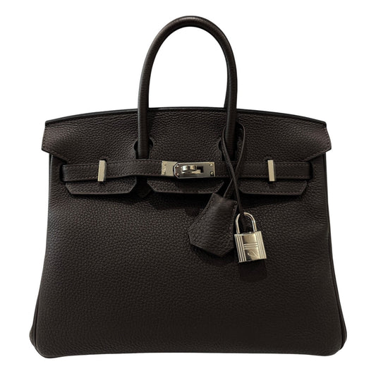 Hermes Birkin 25 Verso Ebene Brown Caramel Togo Leather Palladium Hardware Rare