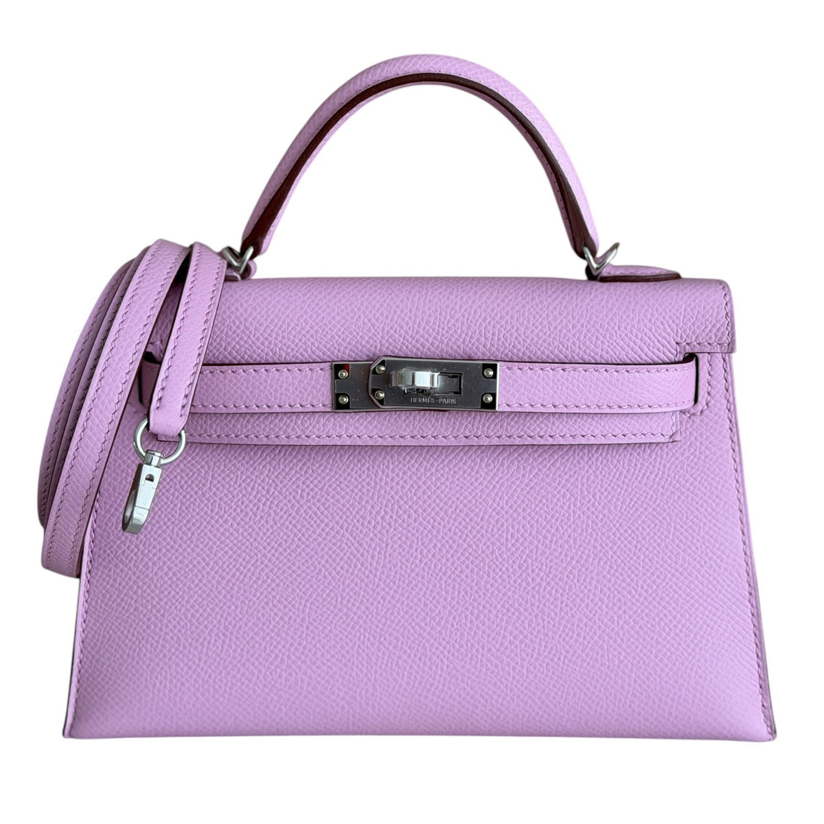 Hermes Kelly Mini 20 Mauve Sylvester Pink Epsom Leather Palladium Hardware