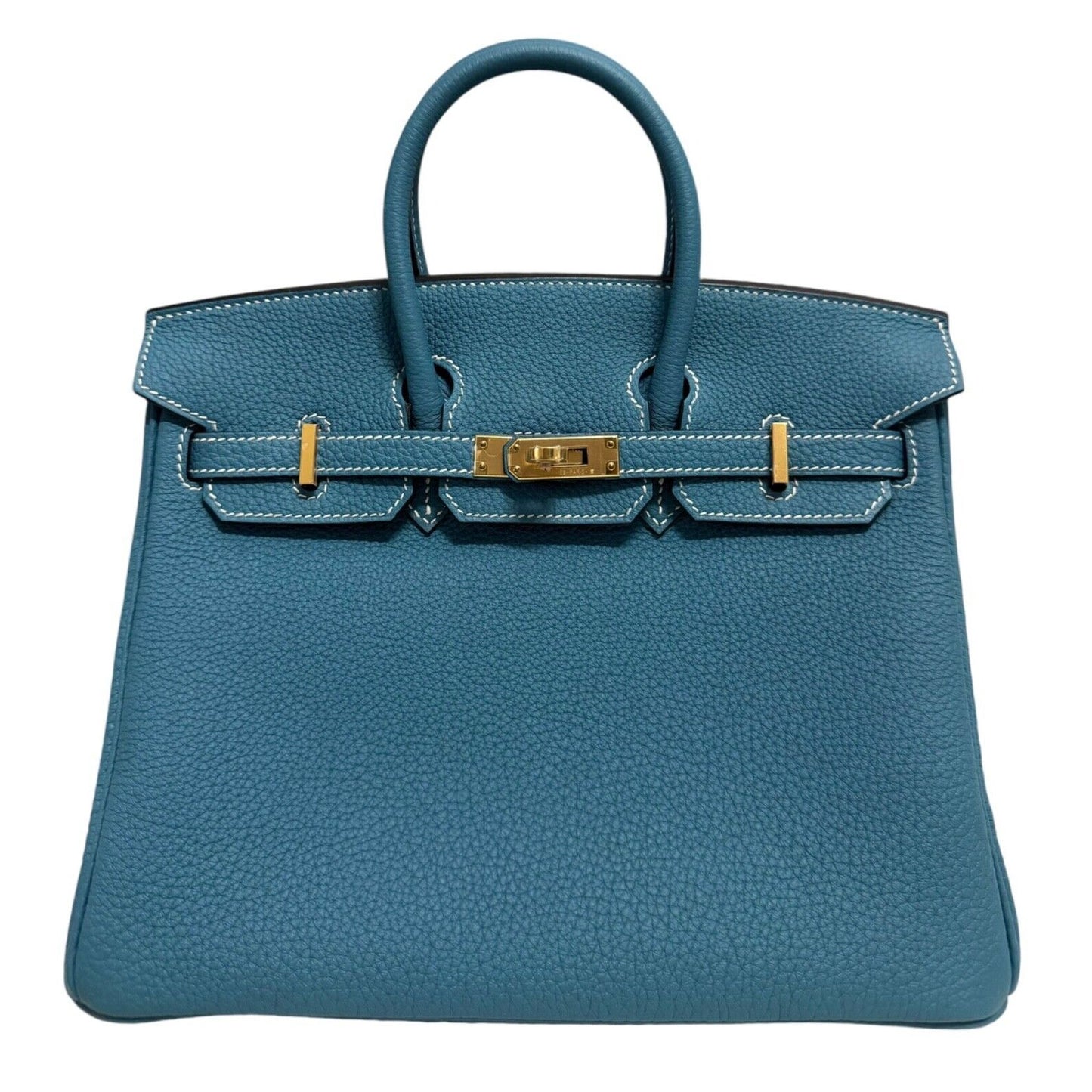 Hermes Birkin 25 Blue Jean Togo Leather Gold Hardware Handbag 2024