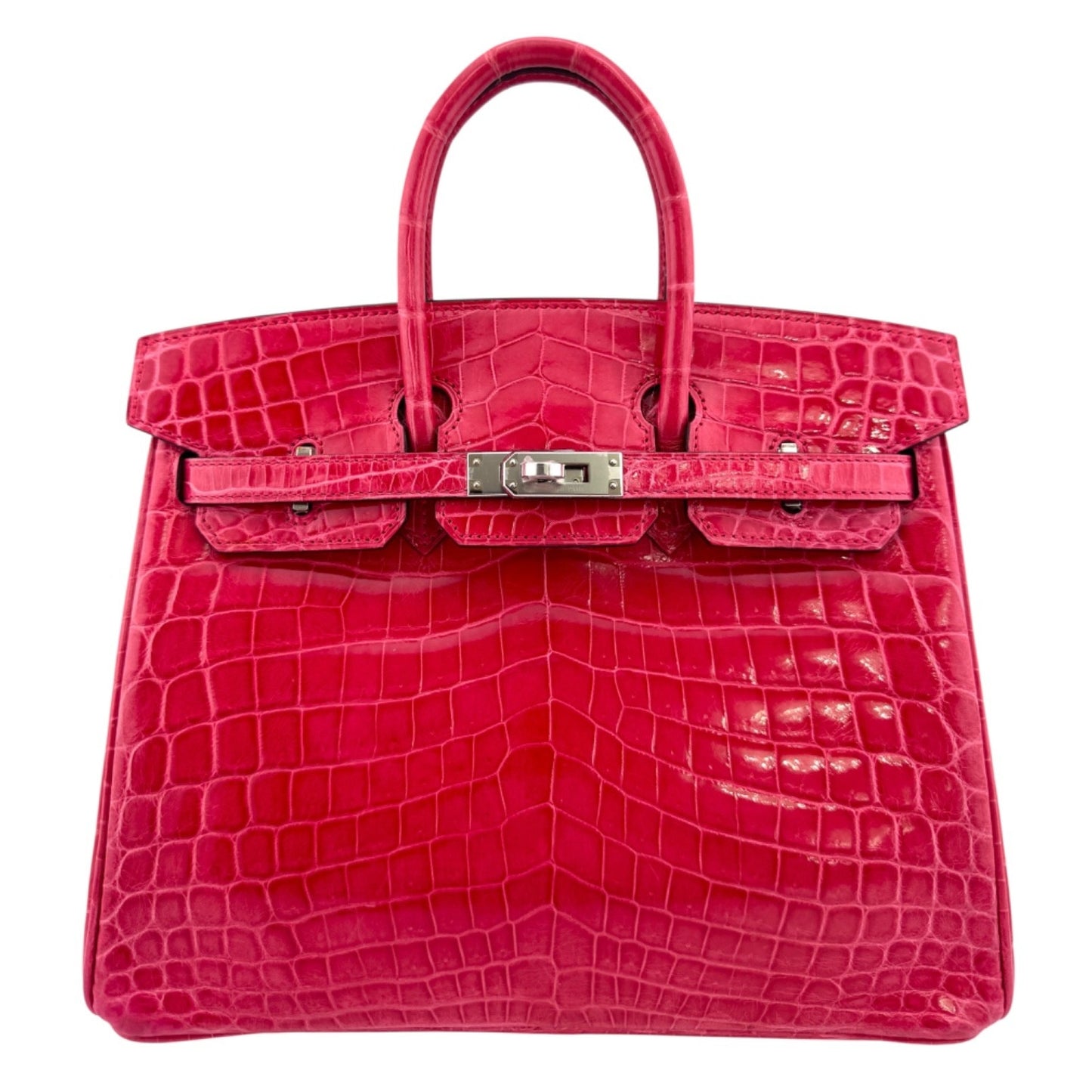 Hermes Birkin 25 Rose Extreme Pink Niloticus Crocodile Leather Palladium Hardwar