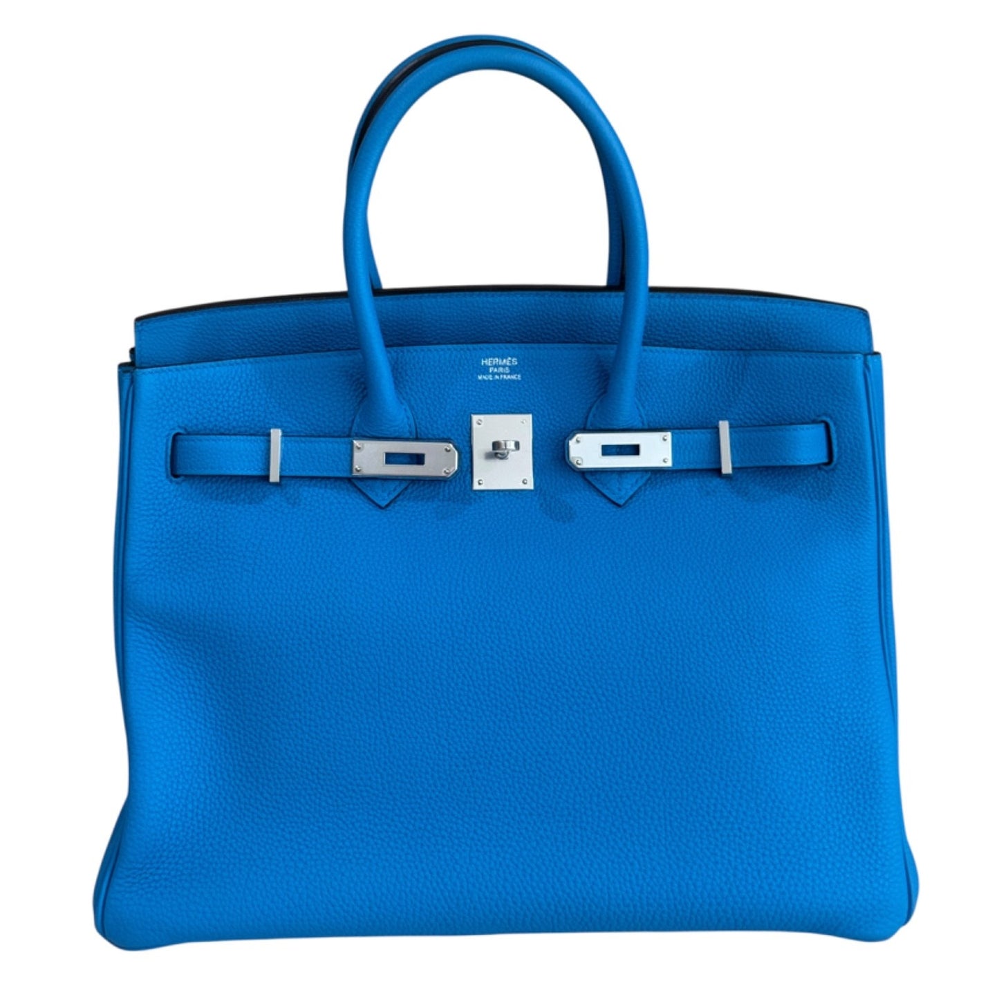 Hermes Birkin 35 Verso Blue Zanzibar Malachite Togo Leather Palladium Hardware