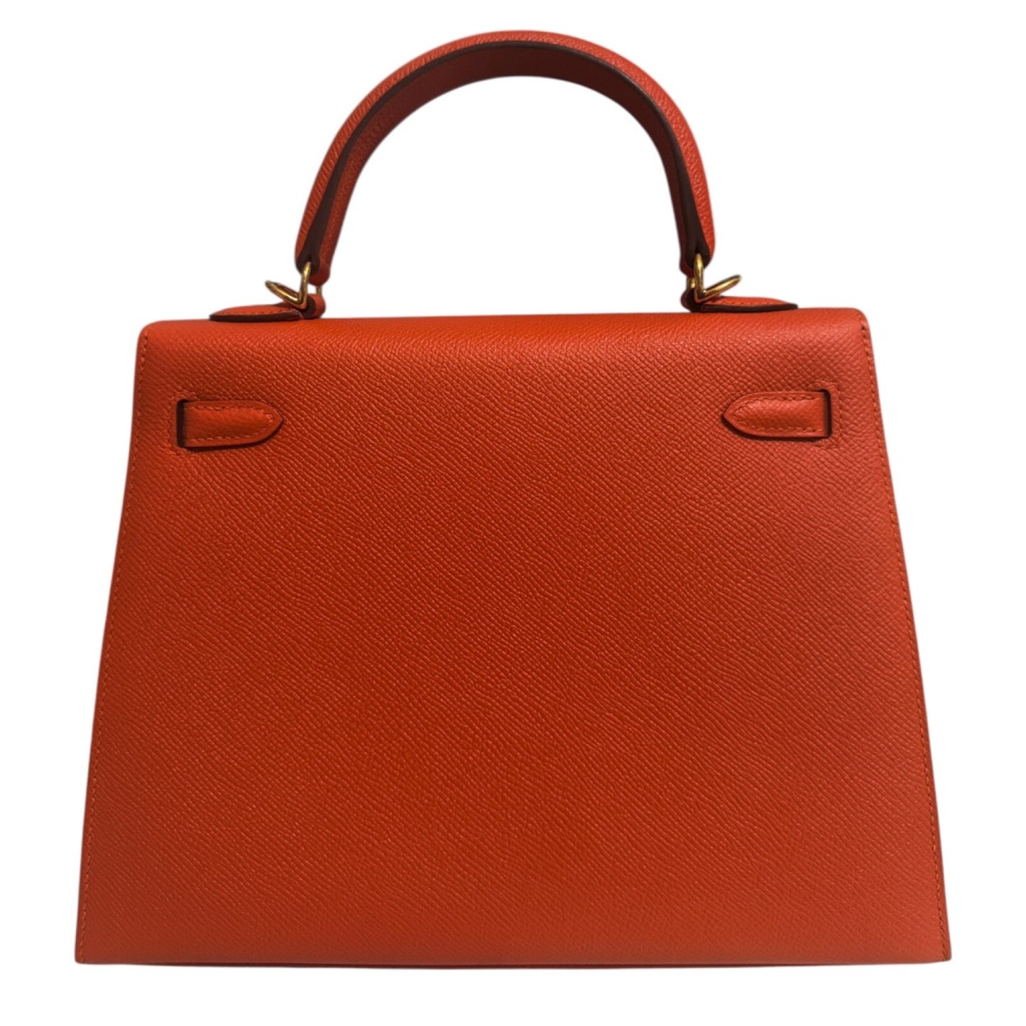 Hermes Kelly 25 Sellier Feu Orange Epsom Leather Gold Hardware