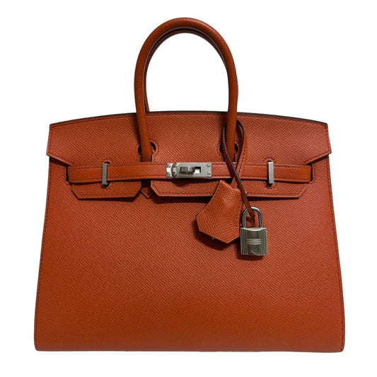 Hermes Birkin 25 Sellier Terre Battue Orange Epsom Leather Palladium Hardware