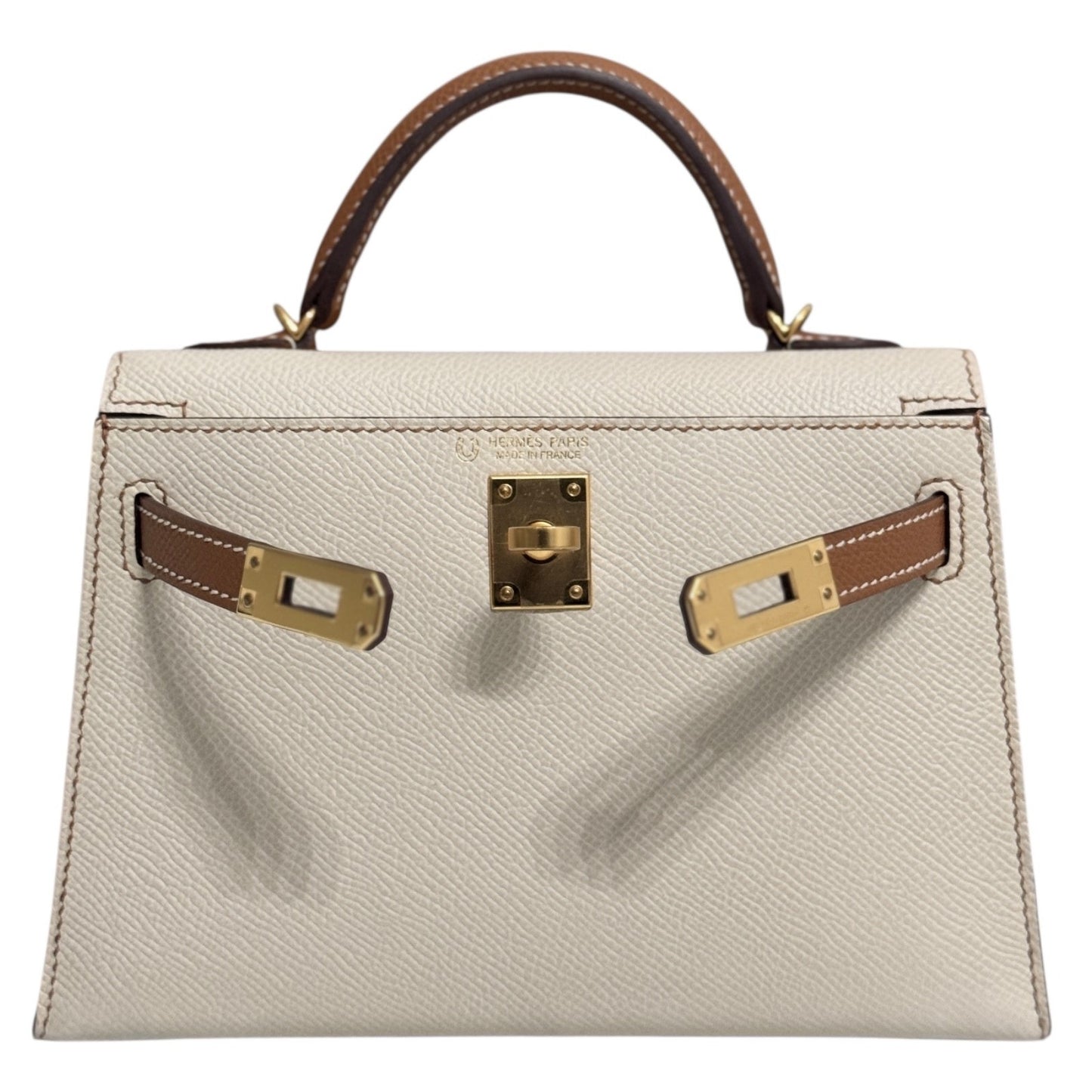 Hermes Kelly Mini 20 Special Order Craie & Gold Tan Epsom Leather Gold Hardware