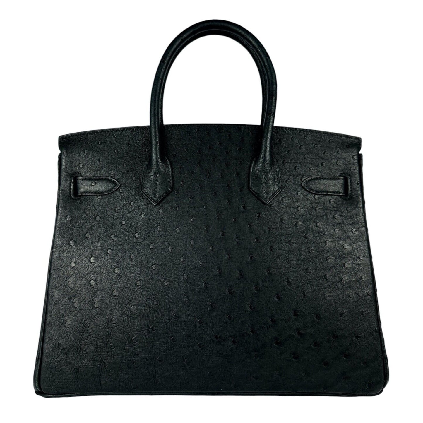 Hermes Birkin 30 Ostrich Black Noir Rose Gold Hardware RARE