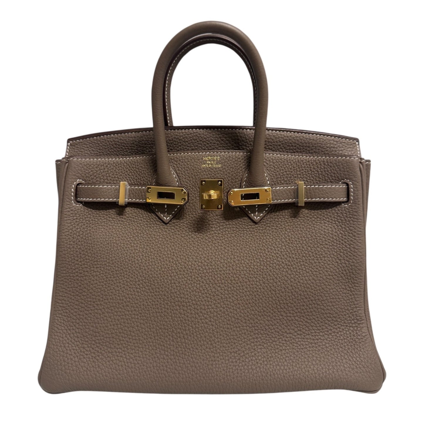 Hermes Birkin 25 Etoupe Gray Togo Leather Gold Hardware Handbag