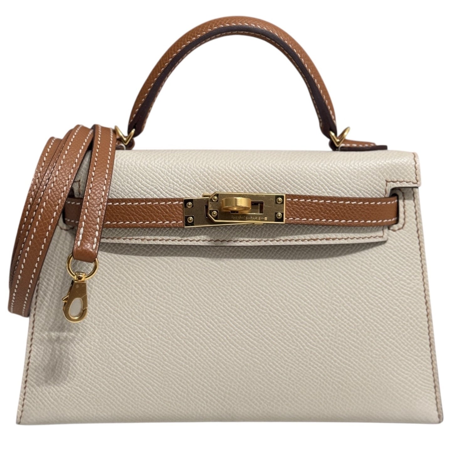 Hermes Kelly Mini 20 Special Order Craie & Gold Tan Epsom Leather Gold Hardware