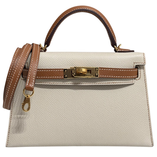 Hermes Kelly Mini 20 Special Order Craie & Gold Tan Epsom Leather Gold Hardware