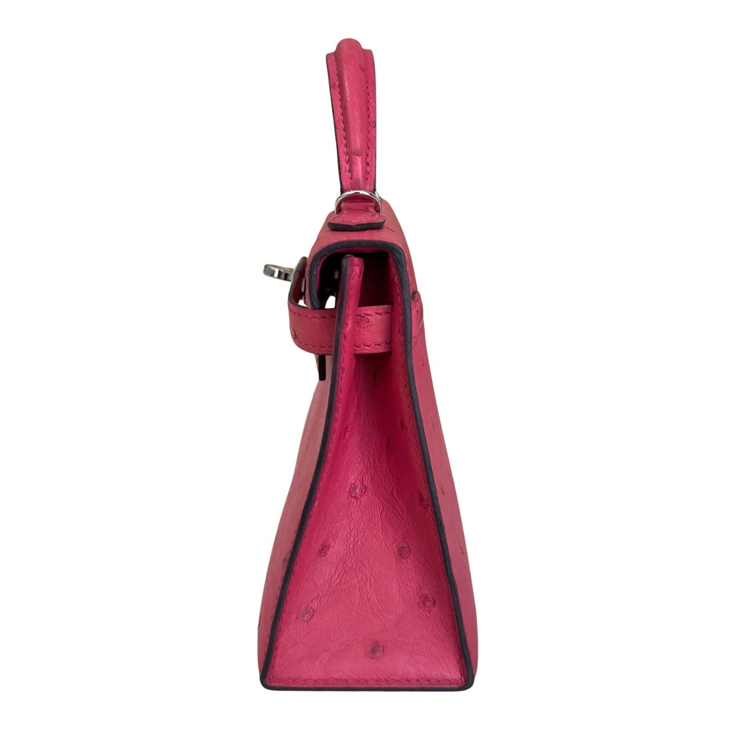 Hermes Kelly Mini 20 Rose Tyrien Pink Ostrich Leather Palladium Hardware RARE