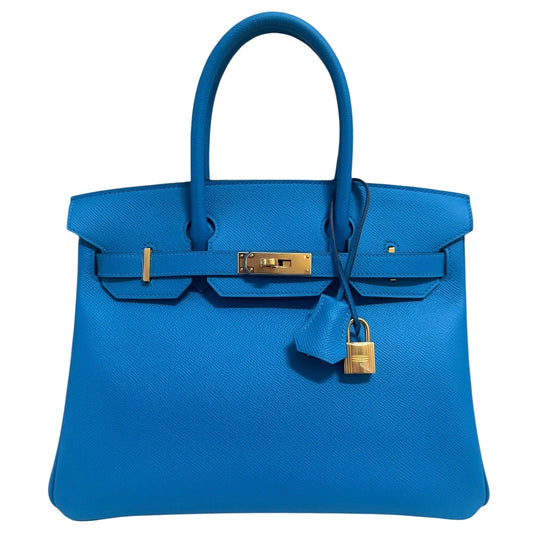 Hermes Birkin 30 Blue Zanzibar Bleu Epsom Leather Gold Hardware