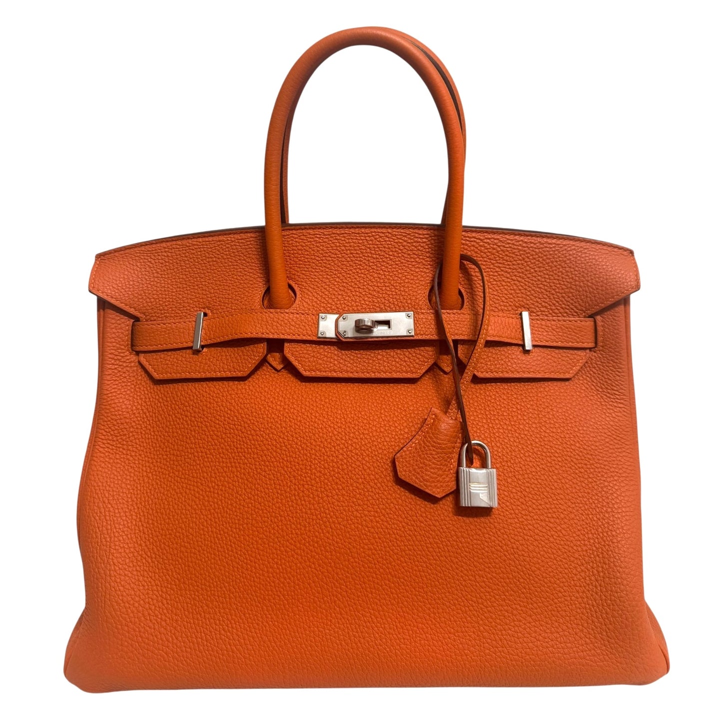 Hermes Birkin 35 Orange Togo Leather Palladium Hardware RARE